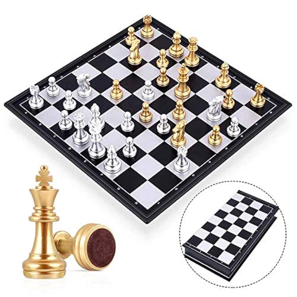 Large Magnetic Gold & Silver Chess Set (with Video Guide) And Instruction Book