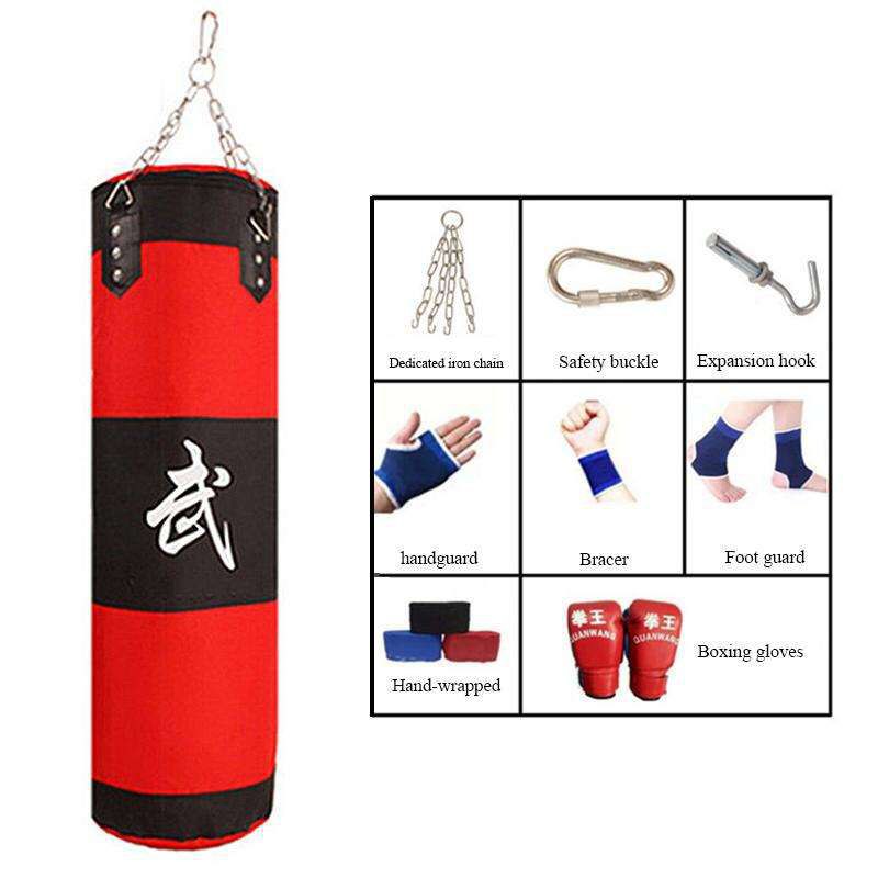 Complete Set Of Quanwan Boxing Training Kit (Unfilled Punching Bag & Full Accessory Kit)
