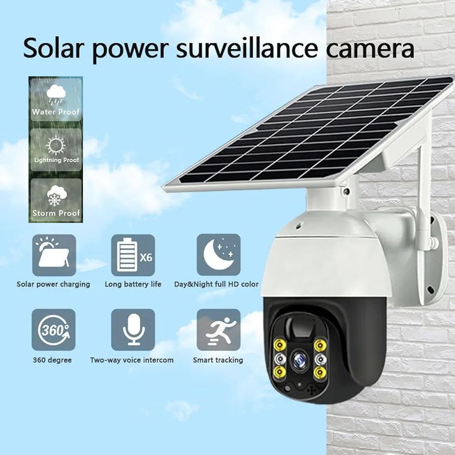 X6 360° Solar Powered Wireless CCTV Camera, Full HD Color Night Vision, Smart Tracking, Two-Way Audio, Weatherproof WiFi IP Cam