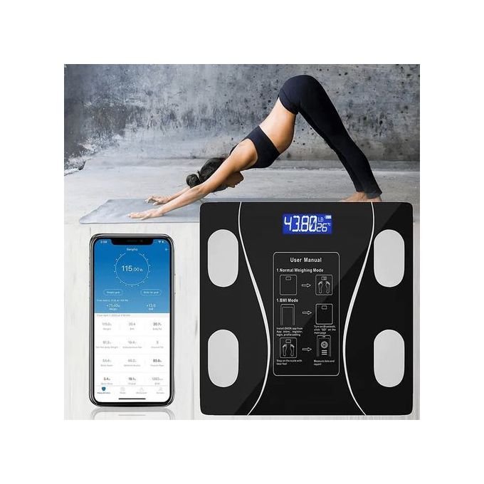 Tempered Glass Bluetooth 26cm Rechargeable Digital Weight Scale