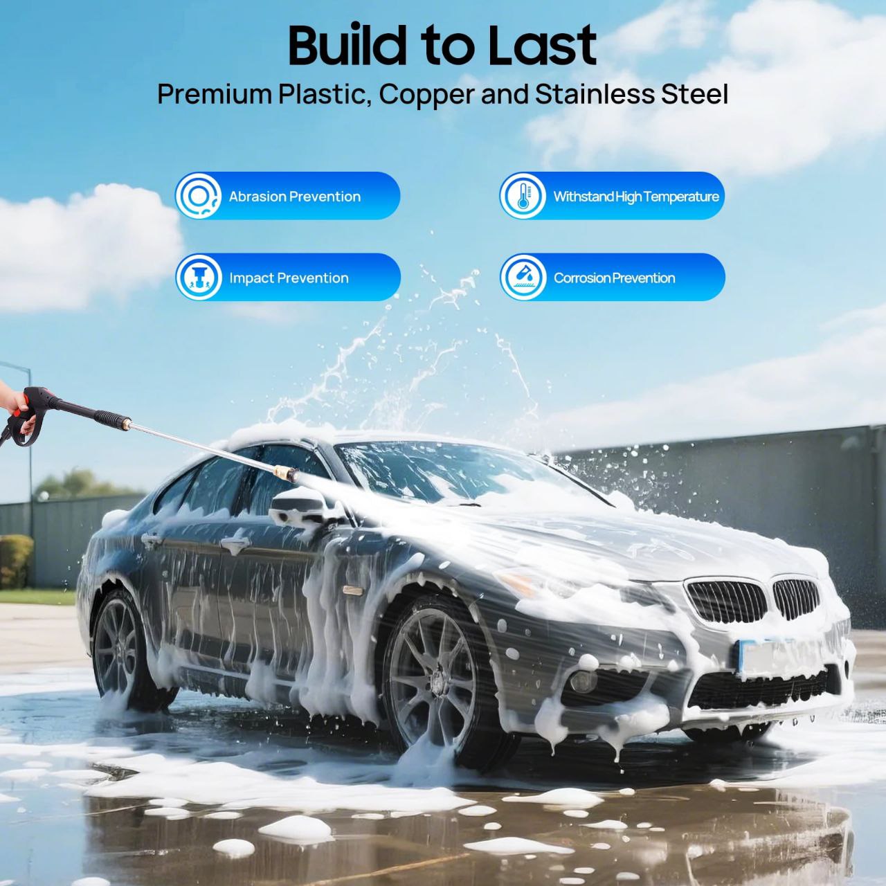 48V Cordless High-Pressure Car Washing Gun Kit , 5 Years Warranty, Portable Electric Power Washer With Dual Rechargeable Batteries & Accessories