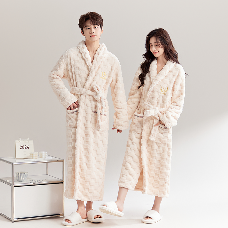 Thick Matching Plush French Flannel Bathrobes For Couples (price Per Piece)