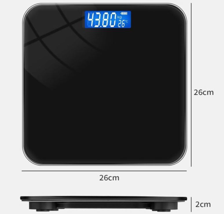 Tempered Glass Digital Weight Scale 26cm Square