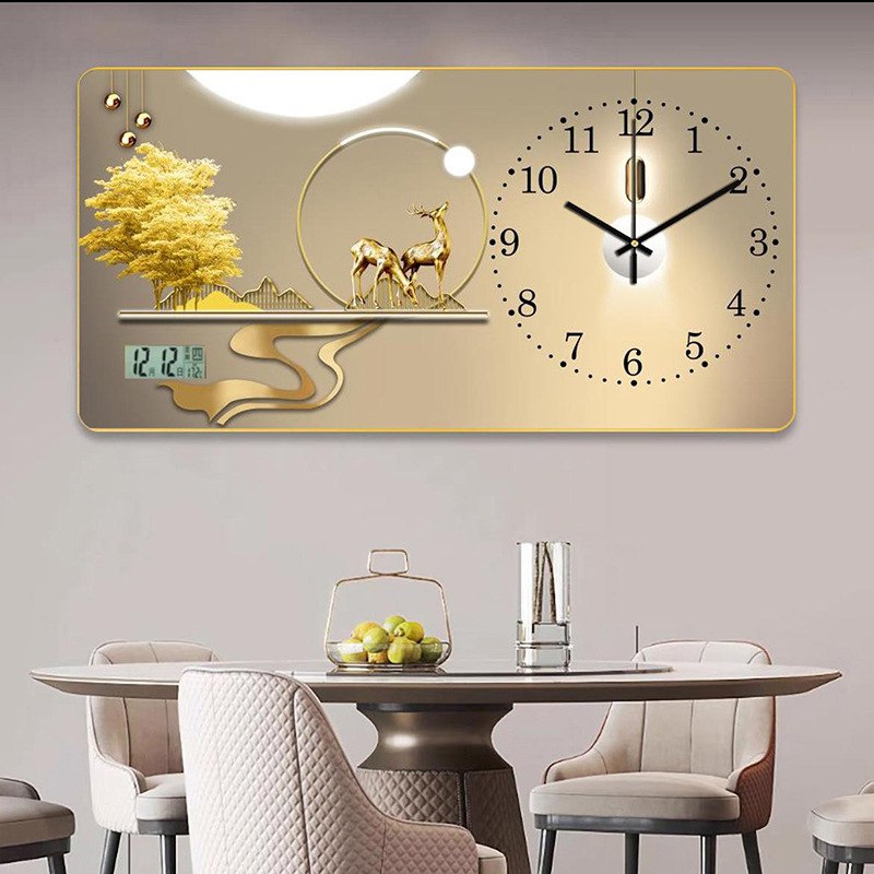 Luxurious Modern Wall Clock (100x50cm) With (room) Temperature Display And Digital Calendar.