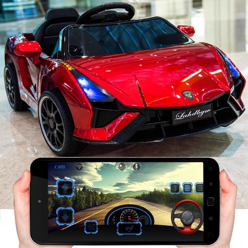 Kids 12V Electric Ride-On Sports Car With Parental Remote Control, LED Lights, And Music, Lambo Style